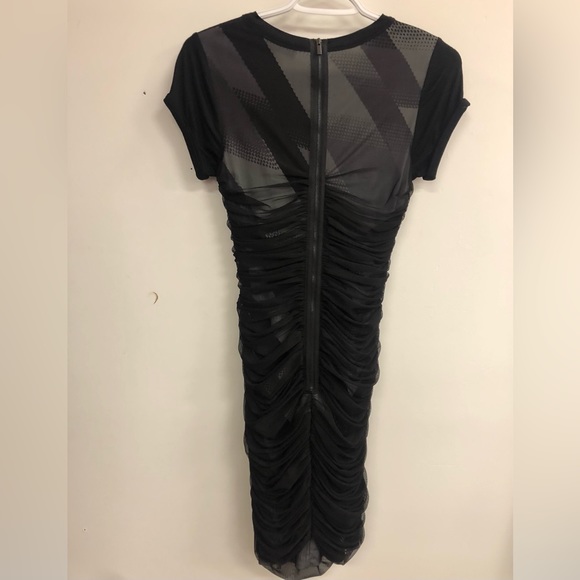 BCBG BLACK-MESH BODYCON DRESS IN SIZE EXTRA SMALL - Picture 2 of 11